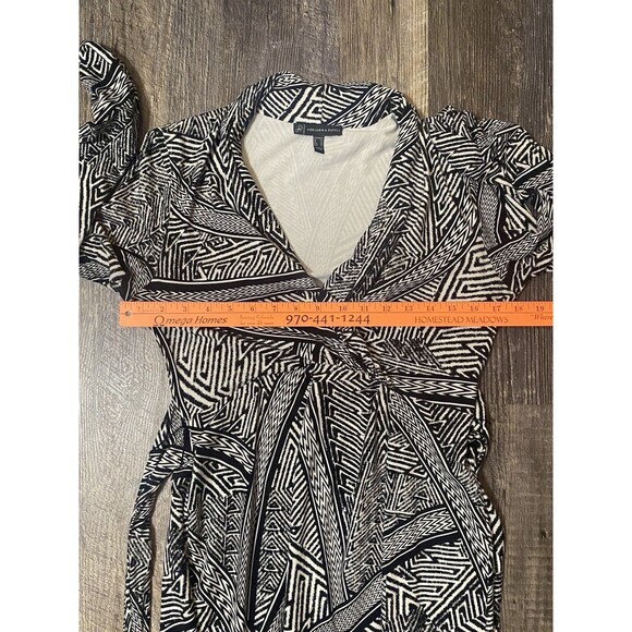 Adrianna Papell Wrap Mini Dress Belted Black White V-Neck Short Women's Size 8 - Picture 9 of 11